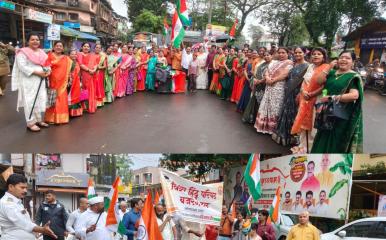 विश्व हिंदू परिषद बजरंग दलाच्या वतीने स्वतंत्र दिनाच्या पूर्वसंध्येला लोणावळा शहरांमध्ये तिरंगा रॅली