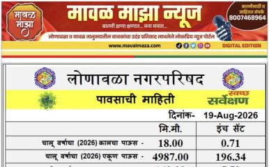 Lonavala Rain Information l लोणावळा शहरात 18 ऑगस्ट 2026 रोजी 24 तासात 18 मिमी पावसाची नोंद 