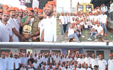 लोकलच्या डब्यात सातव्या वर्षी खंडेनवमी उत्सव उत्साहात; शिवदुर्गचे सचिव सुनील गायकवाड यांना NF गौरव पुरस्कार